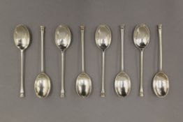 A cased set of eight silver teaspoons