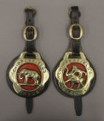 Two horse brasses, Chipperfield's Circus. 9 cm wide.