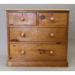 A pine chest of drawers. 89.5 cm wide.