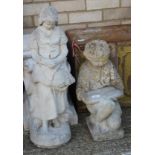 Two composite garden statues. The largest 71 cm high.