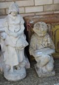 Two composite garden statues. The largest 71 cm high.