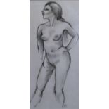 Frankie, Nude Study, charcoal, signed with monogram, framed and glazed. 22 x 47 cm.