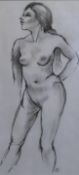 Frankie, Nude Study, charcoal, signed with monogram, framed and glazed. 22 x 47 cm.