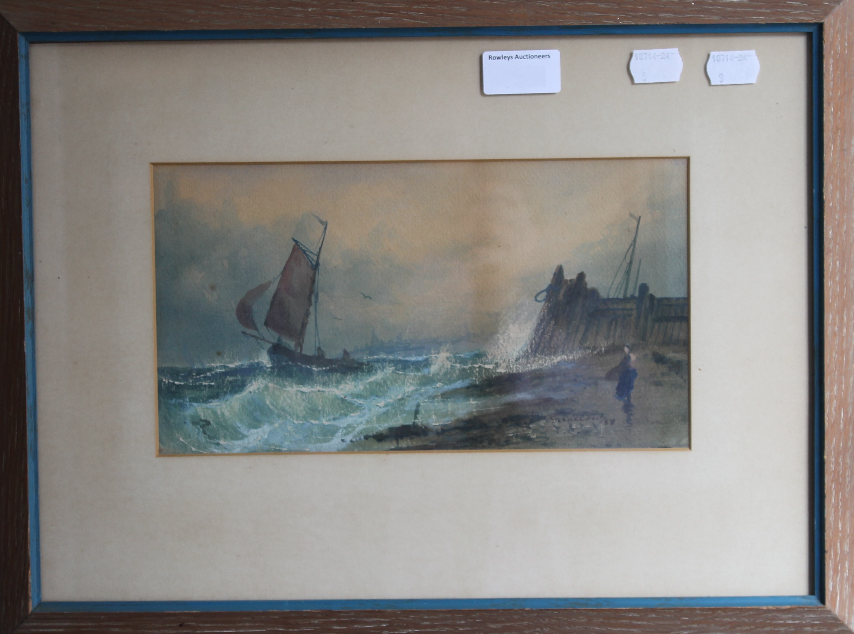 GEORGE DODGSON CALLOW (1829-1875) British, Waiting for the Catch during Rough Seas, watercolour, - Image 2 of 3