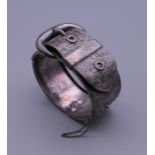 A Victorian unmarked white metal buckle form bracelet. 6.5 cm wide.