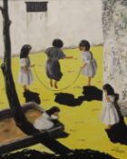DOROTHY SWEETING (20th century), Children Playing in the Street, oil on canvas, a pair, signed,
