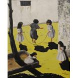 DOROTHY SWEETING (20th century), Children Playing in the Street, oil on canvas, a pair, signed,