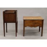 A 19th century mahogany pot cupboard and a converted commode. The former 35 cm wide.