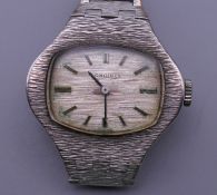 A Longines silver ladies wristwatch. 2.75 cm wide. 33.7 grammes total weight.