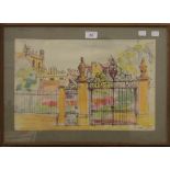 JACQUELINE URQUHAUT, Memorial Gate, Corpus Christi College, watercolour, unsigned,