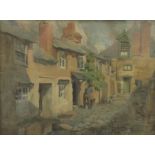 ROBERT DONNAN (1863-1953) British, Cottage Street Scene, oil on artist board, signed,