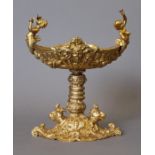 A gilt bronze cherub tazza. 21.5 cm high.