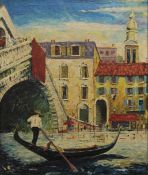 GRAHAM WILKINS, Rialto Bridge, Venice, oil, signed, framed. 49 x 59.5 cm.