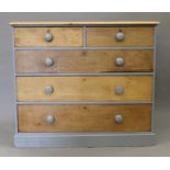A Victorian painted pine chest of drawers. 110 cm wide.