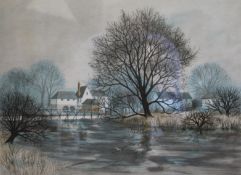 A Watermill, limited edition print, numbered 103/260, framed and glazed. 47 x 34 cm.