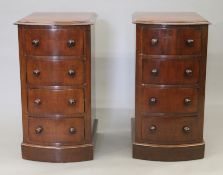 A pair of mahogany banks of drawers. 67.5 cm high.