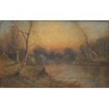 NILS H CHRISTIANSEN, Forest River Scenes, a pair, oils on canvas, each signed, framed. 39 x 24 cm.