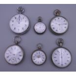 A collection of silver and silver plated pocket watches.