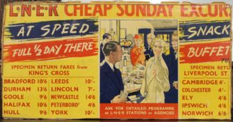 A 1930s LNER ''Cheap Sunday Excursion'' advertising panel.