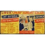 A 1930s LNER ''Cheap Sunday Excursion'' advertising panel.