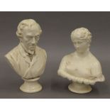 A bust of Disraeli and a bust of Clytie. The former 20 cm high.