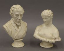 A bust of Disraeli and a bust of Clytie. The former 20 cm high.