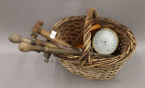 A vintage basket containing two vintage sprays (one with makers mark),