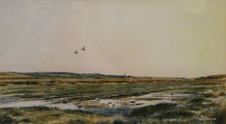 MARTIN SEXTON, Norfolk Scene, watercolour, signed and dated 1981, framed and glazed. 40.5 x 23 cm.