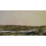 MARTIN SEXTON, Norfolk Scene, watercolour, signed and dated 1981, framed and glazed. 40.5 x 23 cm.