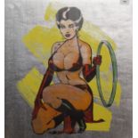 ALLEN JONES (born 1937) British, Pop Art screen print Kneeling Woman, framed and glazed. 53 x 57 cm.