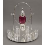 A silver plated bird cocktail set. 36 cm wide.