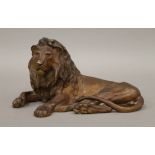 A Vienna cold painted bronze model of a lion by Bergman. 20 cm long.
