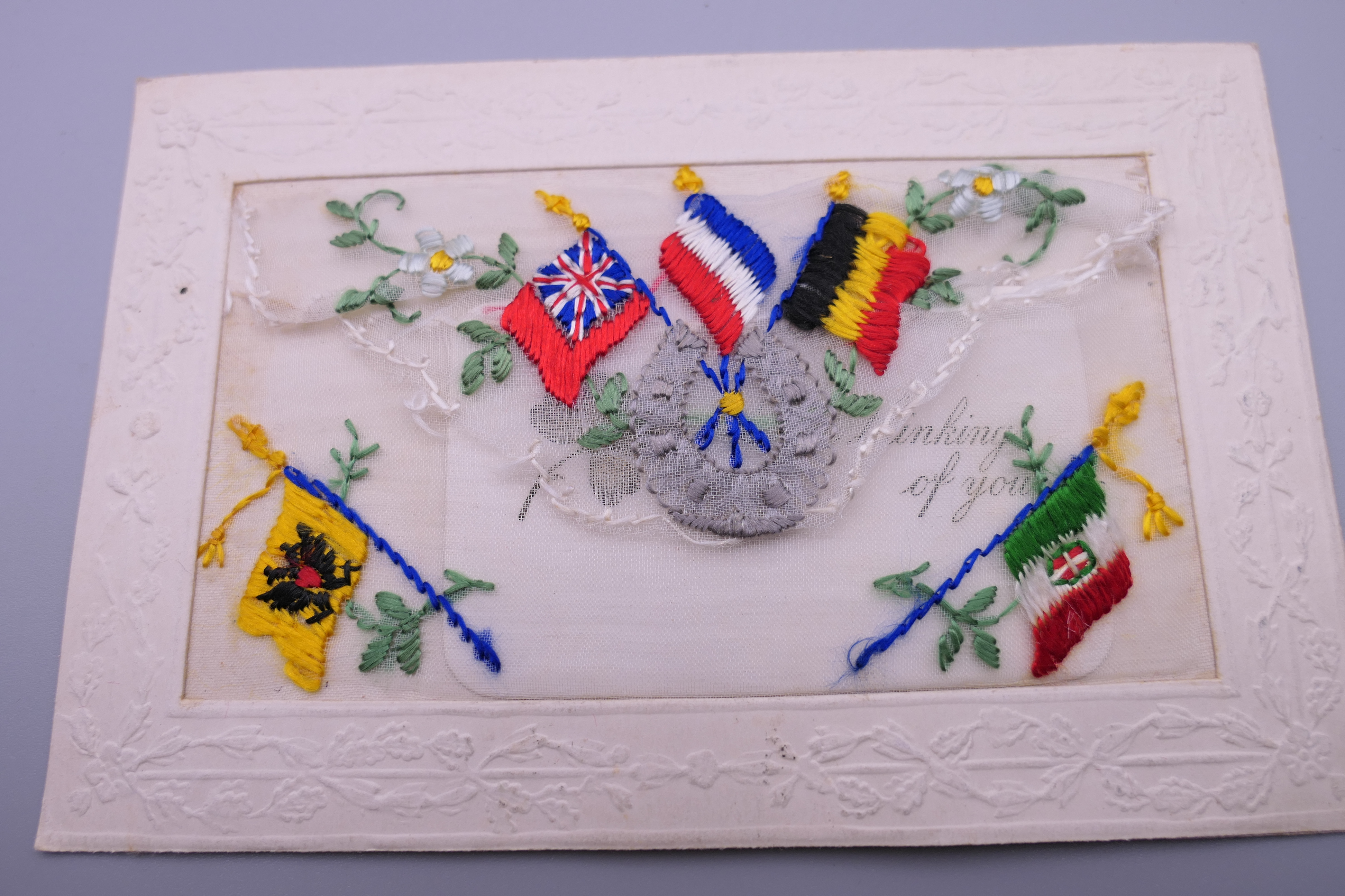 Seventeen World War I embroidered silk postcards including some with note cards. - Image 22 of 26
