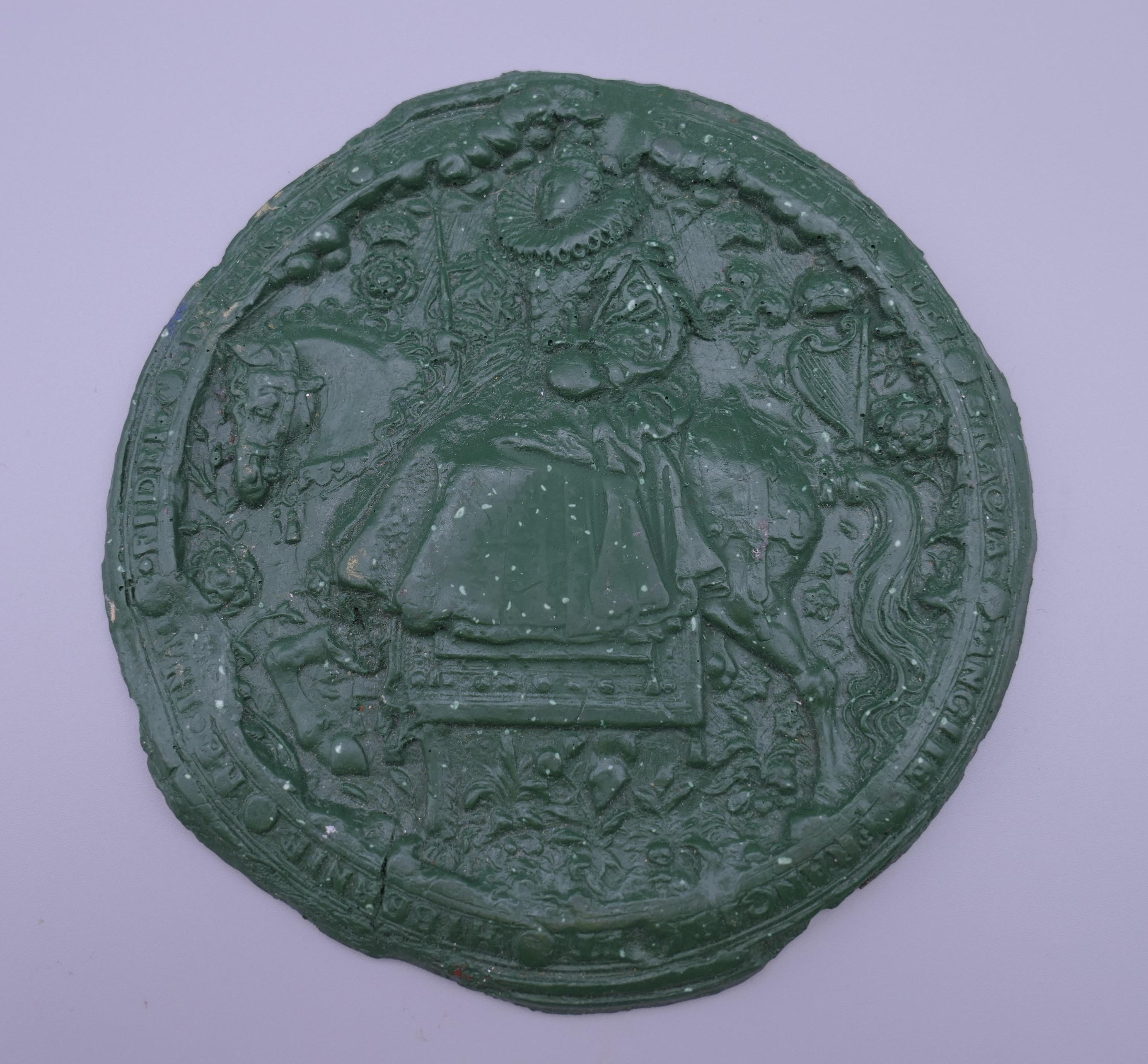 A copy of an Elizabeth I wax seal. 14.5 cm diameter.