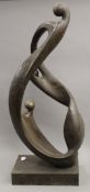 A large abstract patinated bronze sculpture. 89 cm high.