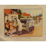 A vintage educational poster People Who Work for Us-The Milkman and two French educational posters