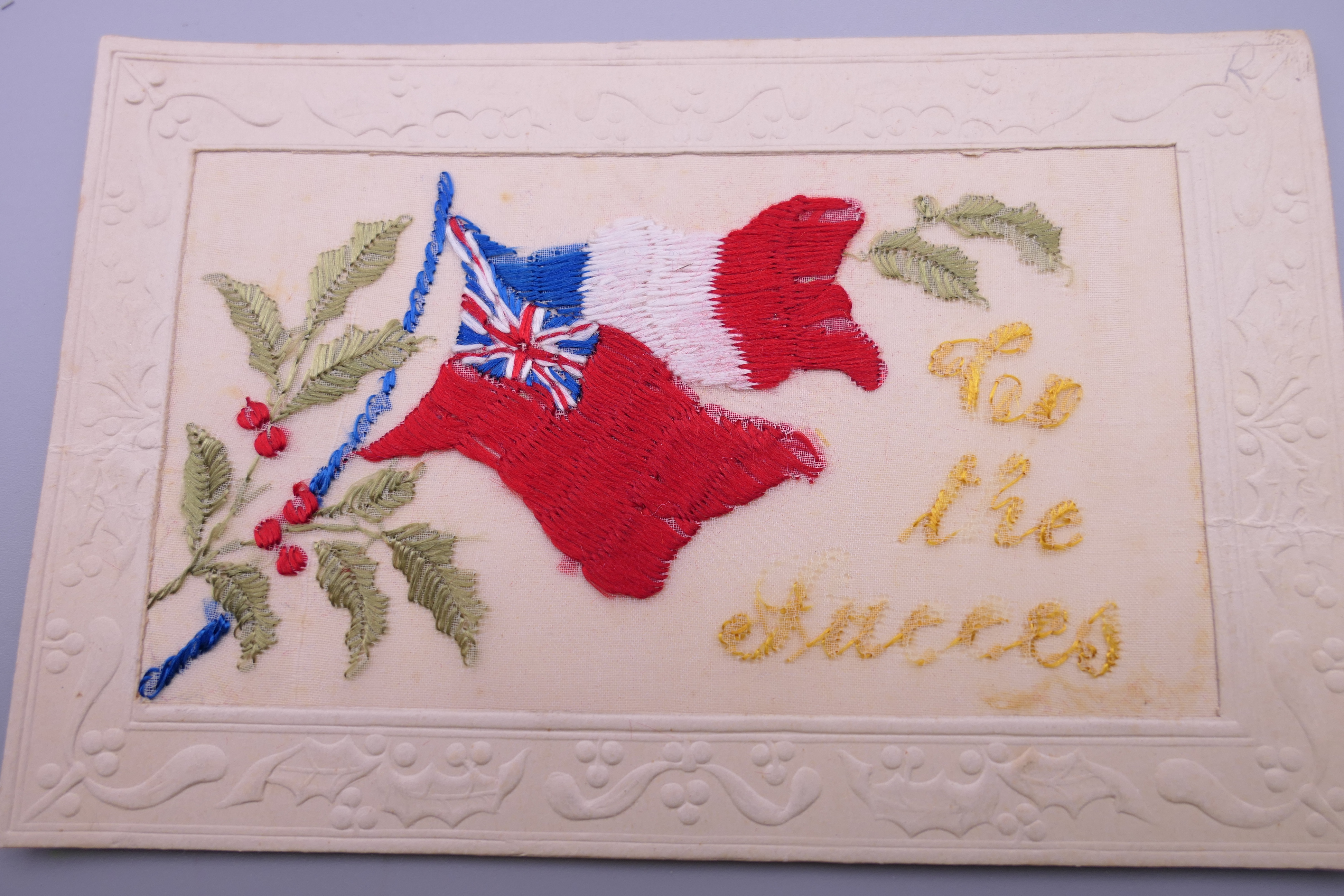 Seventeen World War I embroidered silk postcards including some with note cards. - Image 21 of 26