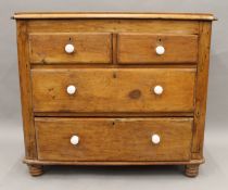 A Victorian pine chest of drawers. 88 cm wide.