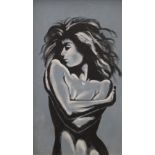 Life Study of a Nude, oil on board, unsigned, framed. 35 x 60 cm.