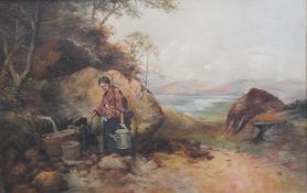 19TH CENTURY SCHOOL, The Water Gatherer, oil on canvas, indistinctly signed, framed. 45 x 29 cm.