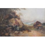 19TH CENTURY SCHOOL, The Water Gatherer, oil on canvas, indistinctly signed, framed. 45 x 29 cm.