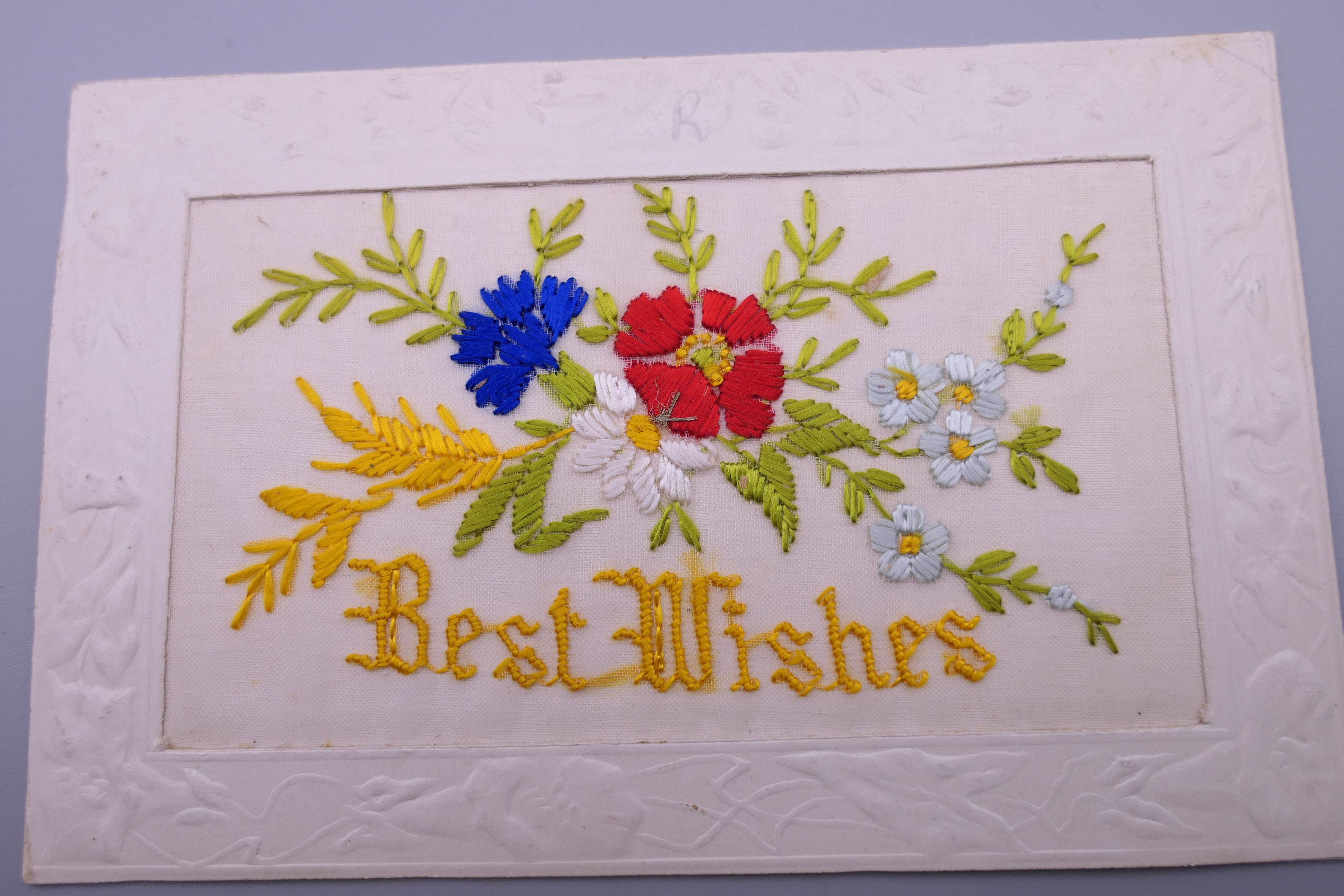 Seventeen World War I embroidered silk postcards including some with note cards. - Image 17 of 26