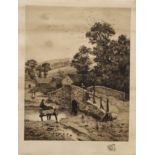 A pair of 19th century prints, Landscapes, unframed. Each approximately 36.5 x 47 cm.