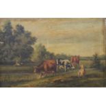 N WERSON, Cattle and Goat, oil on canvas, signed, framed. 46 x 30 cm.