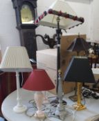 A quantity of various table lamps.