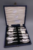 Six Fiddle pattern teaspoons by various 19th century London makers. 91.9 grammes.