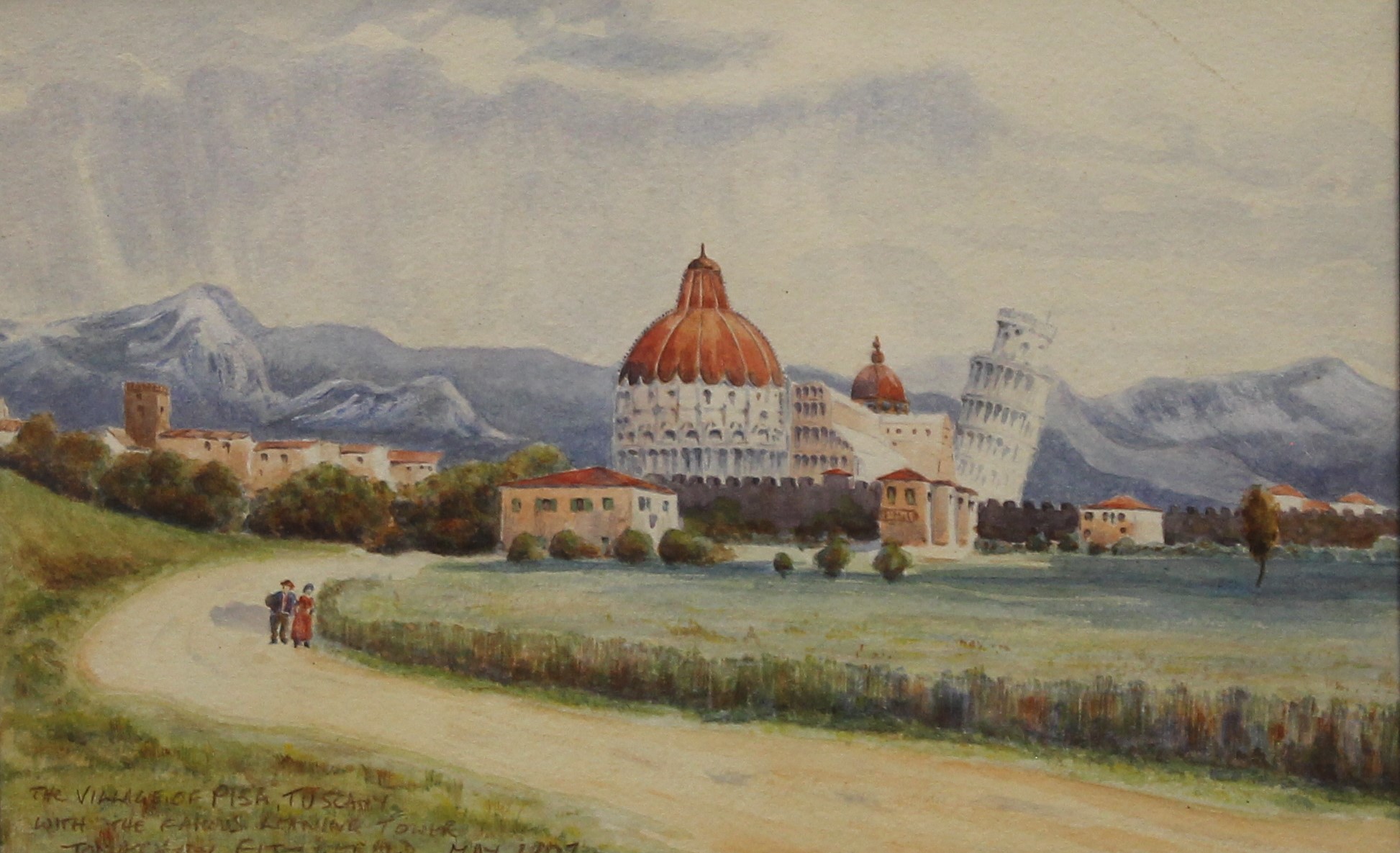 JONATHAN FITZGERALD, View of Pisa with Leaning Tower, watercolour, signed and dated 1907,
