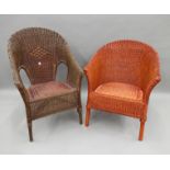 Two Lloyd Loom type chairs.