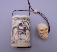 A bone inro. 5.5 cm high.