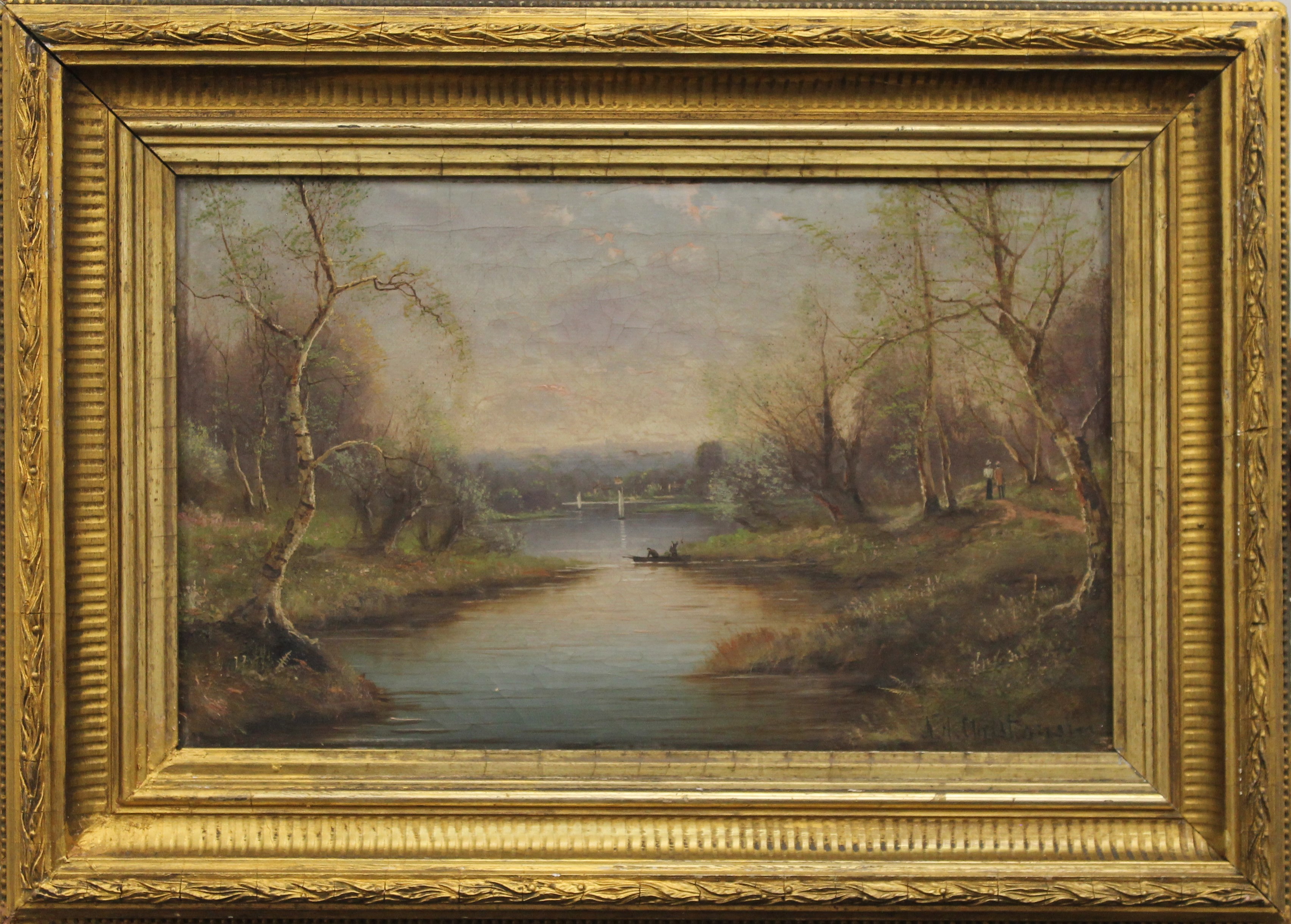 NILS H CHRISTIANSEN, Forest River Scenes, a pair, oils on canvas, each signed, framed. 39 x 24 cm. - Image 6 of 8